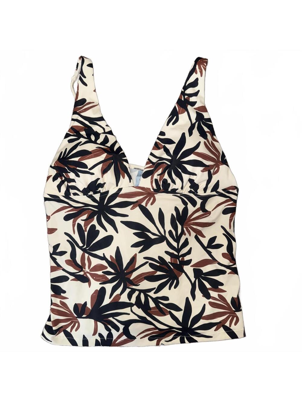 Shade & Shore Women's Floral Plunge Bikini Tankini Top Tropical Print NWT XL